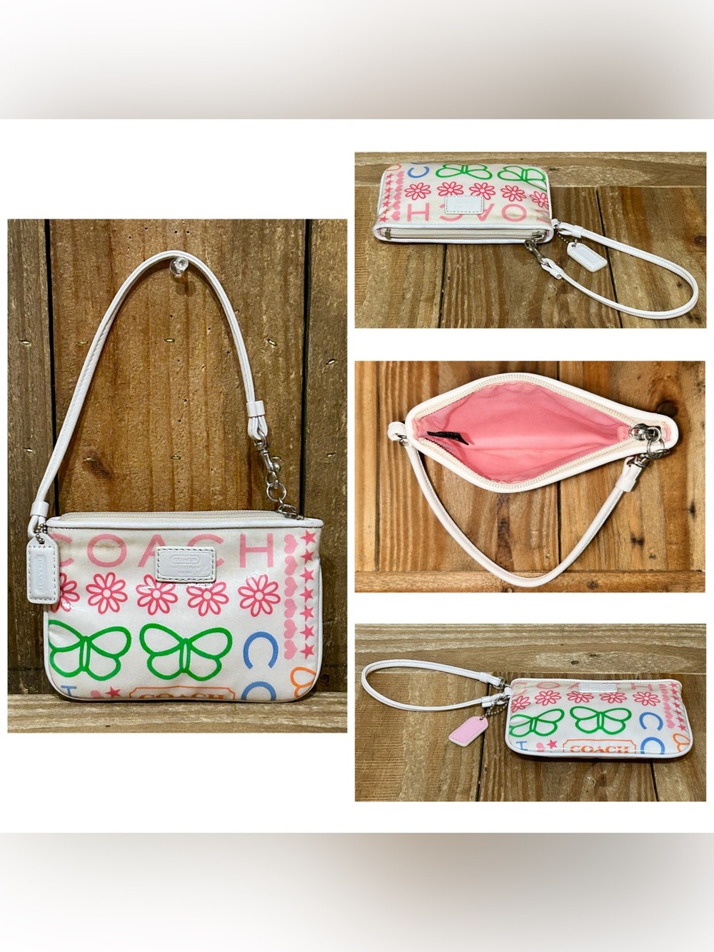 Coach. 5 Piece Set: Leather Zip Top Tote with Free Wristlet, 2 Scarfs & Dust Bag - Picture 15 of 16